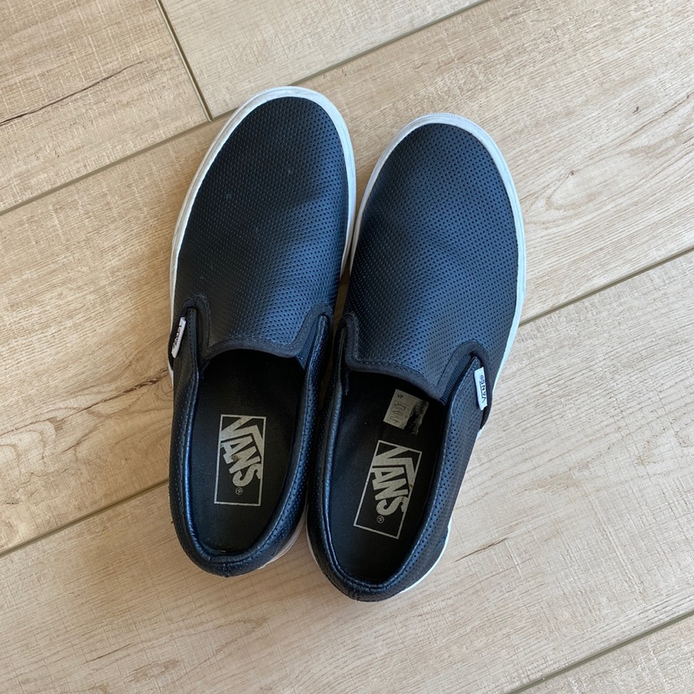 Perforated Leather Vans Slip-ons